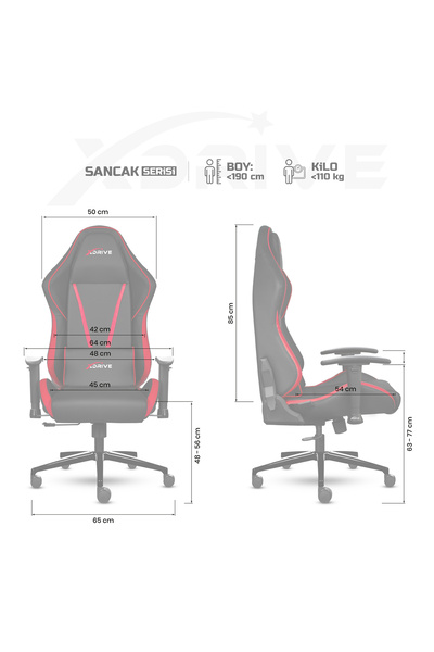 XDrive Sancak Profesyonel Oyuncu Koltuğu Kırmızı Siyah