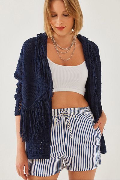 Bianco Lucci Women's Fringed Knitwear Cardigan 20246215
