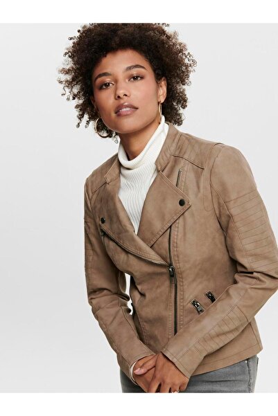 Jack & Jones Only Kadın 15102997 Deri Ceket Kahve