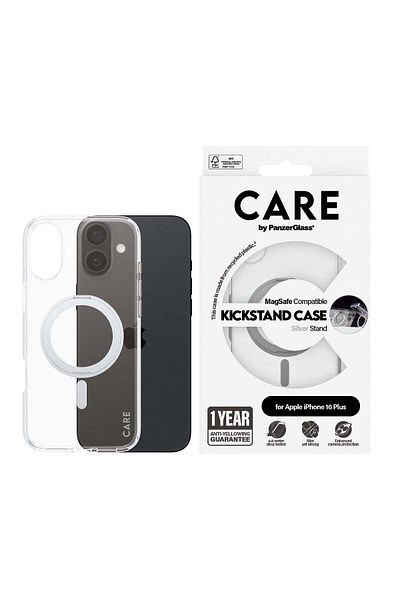 PanzerGlass CARE by PanzerGlass iPhone 16 Plus يتميز بمسند وMagSafe - Gümüş Kılıf