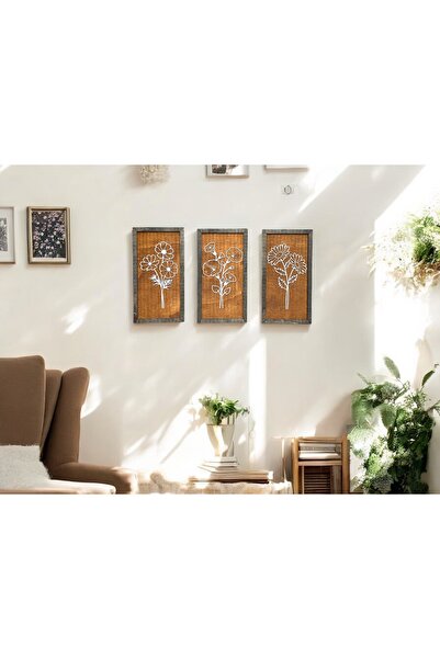 HippoDeco Σετ ζωγραφικής 3 τεμαχίων, ζωγραφισμένο στο χέρι από ξύλο τικ - Λευ...