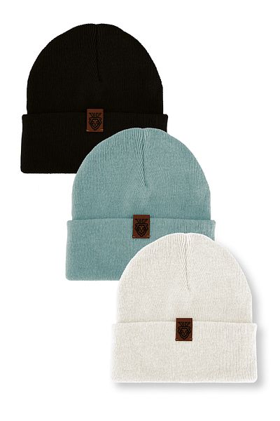 zhed Folded Men's 3-Piece Beret Set White, Blue, Black