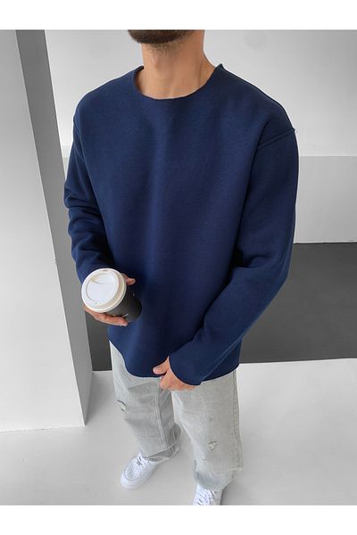 NO1 KONSEPT Μπλουζάκι Navy Blue Laser Cut Oversize Basic