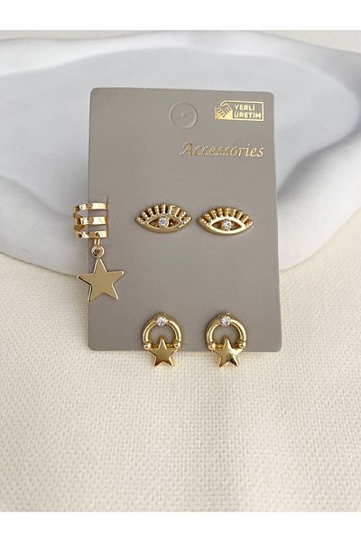 DEMOKAN Women's Earrings 5-Piece Eye Star Model Earrings