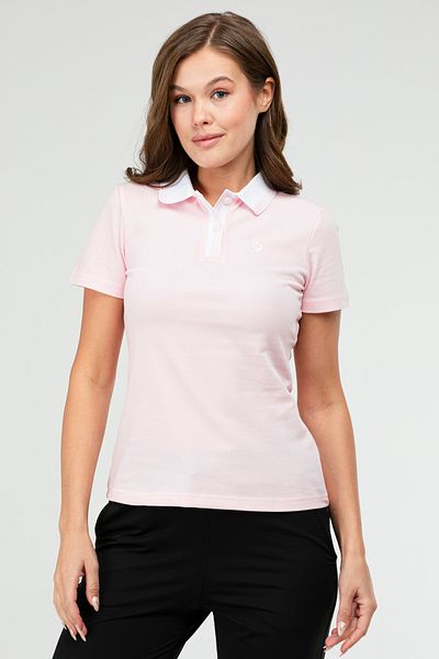 speedlife Tricou de bază 100% bumbac, cu mânecă scurtă, cu gât polo, pentru femei SF0684