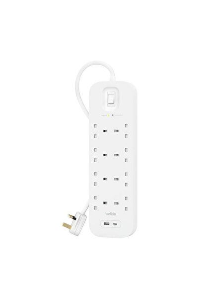 Belkin 18W 8-Way 2-USB Power Extension Surge Protector 2m