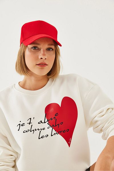 Bianco Lucci Damen-Sweatshirt mit Herz- und Textdruck MBHS023 60601023