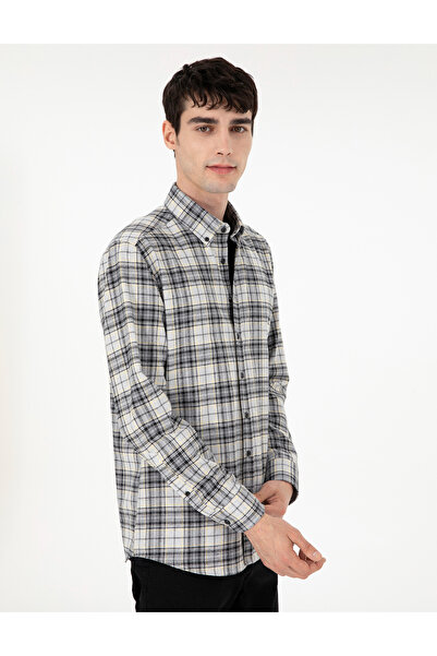 Pierre Cardin Gri Ekose Regular Fit Uzun Kollu Gömlek 50292888-VR024