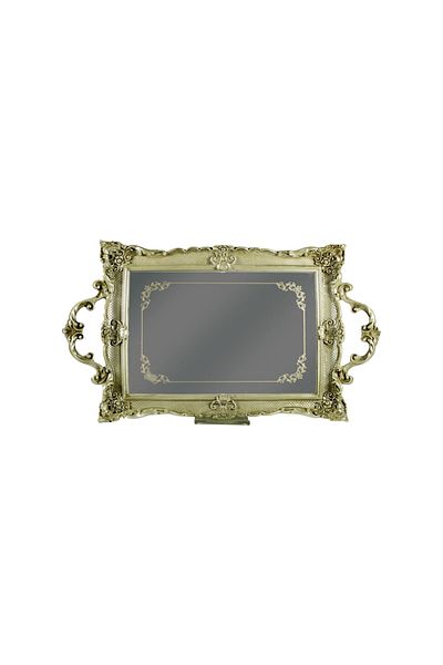 GİTTİGİTTİ Silver Polyester Rectangular Epoxy Glass Tray