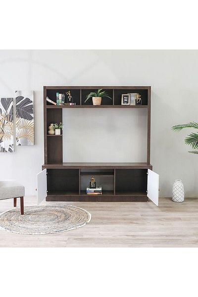 Danube Home وحدة إيزان للترفيه حتى ٥٥ بوصة - ريفي/أبيض، الطول ١٦٠ سم × العرض ٤٠ سم × الارتفاع ١٨٠ سم