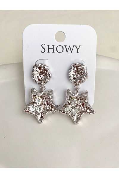 DEMOKAN Women's Earrings Dense Textured Round Dangle Star Earrings