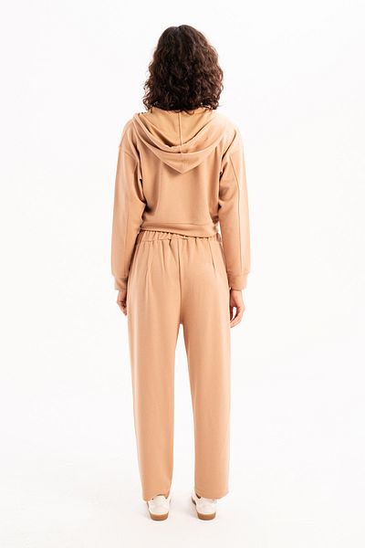 JUSTEVER Σετ αθλητικής φόρμας Oversize Fit Elastic Bottom and Crop Hoodie Mink - Chic