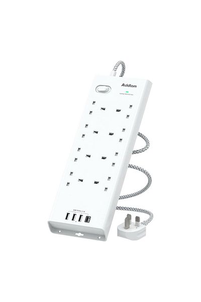 Addtam محول مقبس حائطي فريد وسهل التركيب بـ 8 منافذ USB و4 برغي
