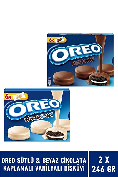 Oreo Sütlü Çikolata Kaplamalı Vanilyalı Bisküvi 246 gr & Beyaz Çikolata Kapla...