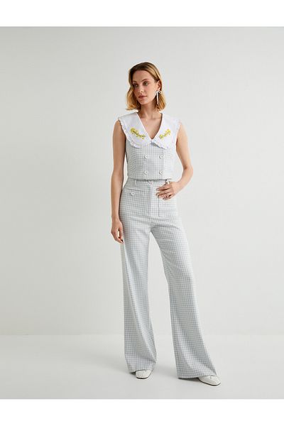 Koton Tuba Unusal - Hose mit Knöpfen und Gingham-Muster