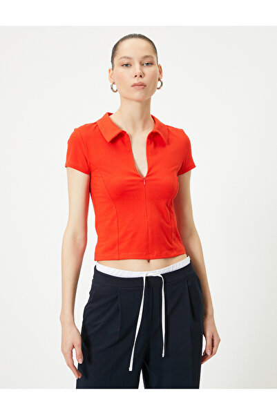 Koton Cipzáras Polo póló rövid ujjú, vékony szabású