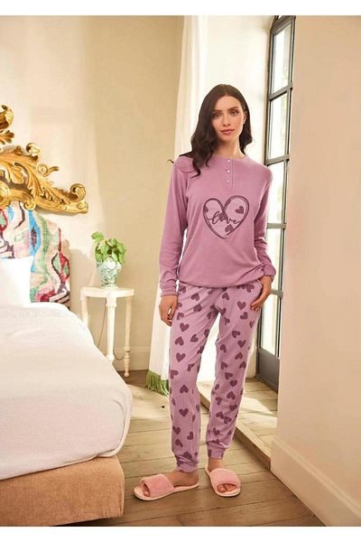 Aydoğan Women's Asya Thermal My Mother Purple Pajama Set