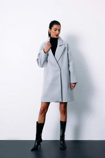 Sateen Palton scurt cu model gri