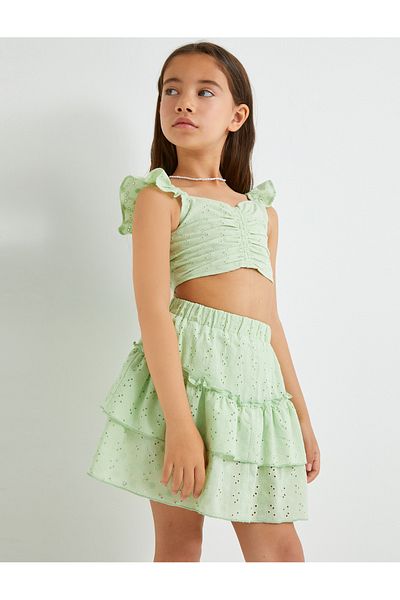 Koton Layered Scalloped Mini Skirt - Elastic Waist