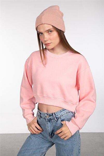 BARRELS AND OIL Basic Crew Neck Sweatshirt - Pink