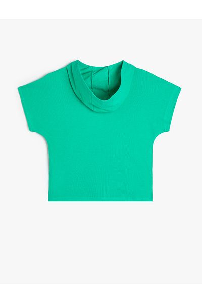 Koton Baumwoll-Kapuzen-T-Shirt – Kurze Ärmel, Kängurutasche und Druckdetail