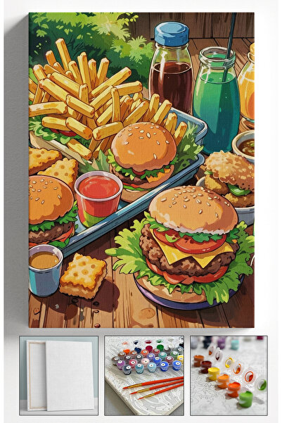 Sulepas Sayılarla Boyama Çerçeveli Hobi Seti Numaralı Tuval Fırça Boya Dahil ...