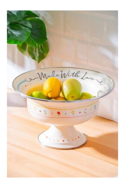 ACAR XAP7711 وعاء فواكه مزخرف بأرجل مطلية بالمينا مقاس 28 سم