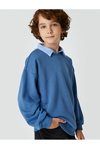 Koton Okul Gömleği Yaka Detaylı Uzun Kollu Pamuklu Okul Sweatshirt