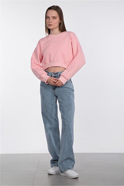 BARRELS AND OIL Basic Crew Neck Sweatshirt - Pink