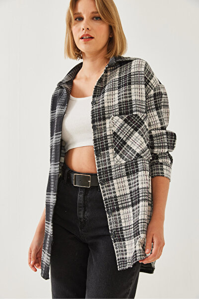 Bianco Lucci Γυναικείο πουκάμισο με μονό τσεπάκι με σχέδιο 60351124