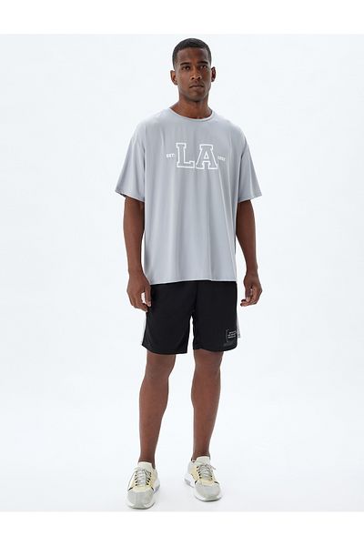 Koton Oversize Slogan Printed Sports T-Shirt - Crew Neck, Short Sleeve