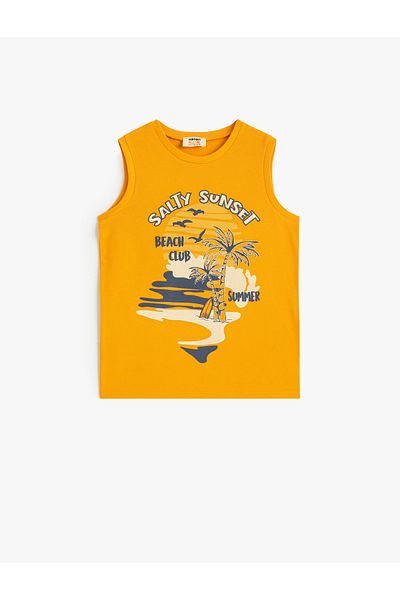 Koton Sommer-Tanktop – bedrucktes Detail, ärmellos, Rundhalsausschnitt