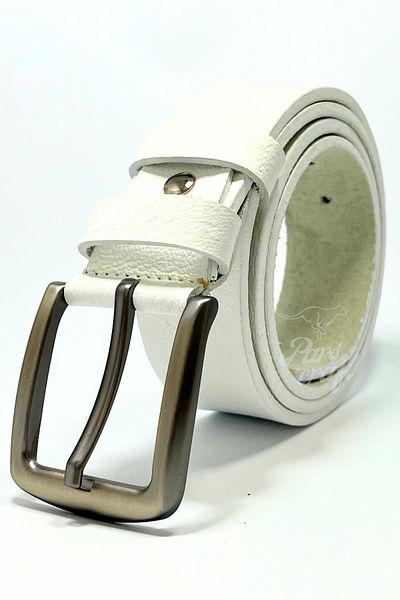 Parscraft Genuine Buffalo Leather Men's Belt 4 cm White Jeans Fabric Pants Sports Belt