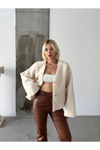 My Blog Μπουφάν μπεζ λιωμένο Stash - 1011