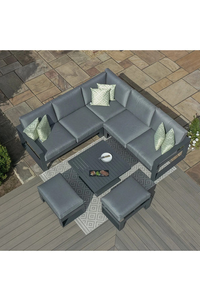 SCY Prezo Metal Ayaklı Bahçe Mobilyası L Köşe Koltuk Takımı Dış Mekan Oturma ...