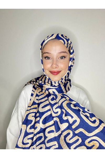 Modakaşmir شال من الخيزران اللامع بنمط مموج تجريدي
