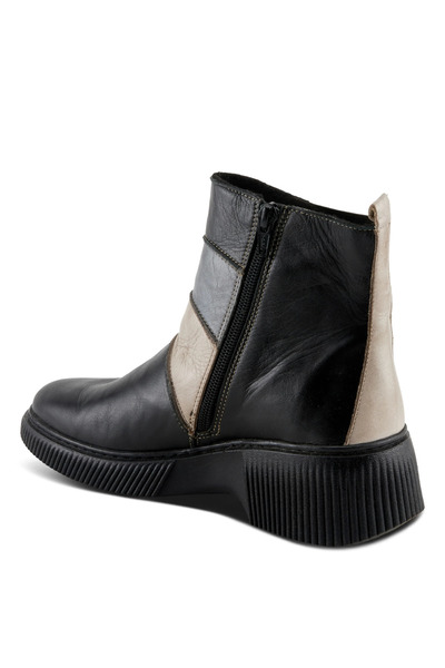 İNZE AYAKKABI Black & Gray & Ecru Genuine Leather Boots - Model Name: Moon Stone