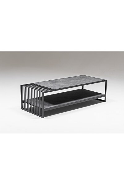 SCY Colorado Dekoratif Dikdörtgen Taş Yüzey Ahşap Izgara Detaylı Siyah Metal ...