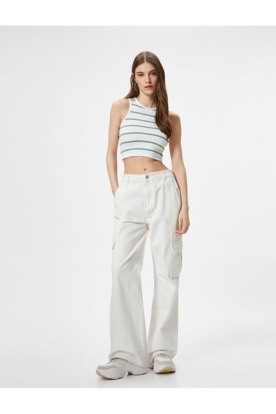 Koton Crop Athlete Crew Neck Sleeveless Slim Fit Ribbed