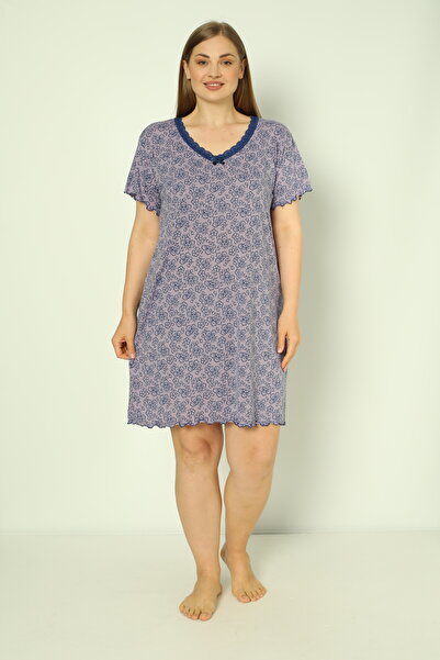 ERDENİZ TEKSTİL Κοντομάνικο Δαντελένιο Γιακά Mujahid / Plus Size Βαμβακερό