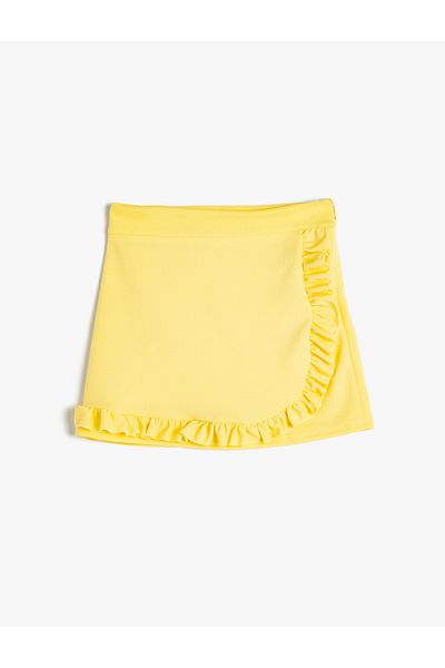 Koton Zweireihiger, kurz geschnittener Rock – elastische Taille und Rüschendetail