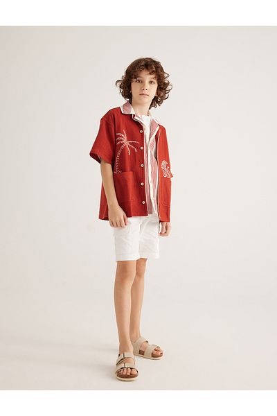 Koton Tricou cu gât polo cu mânecă scurtă cu textura detaliată brodata