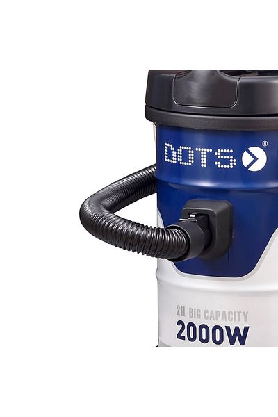 DOTS مكنسة كهربائية على شكل أسطوانة، سعة 21 لترًا - 2000 وات - أزرق وأسود