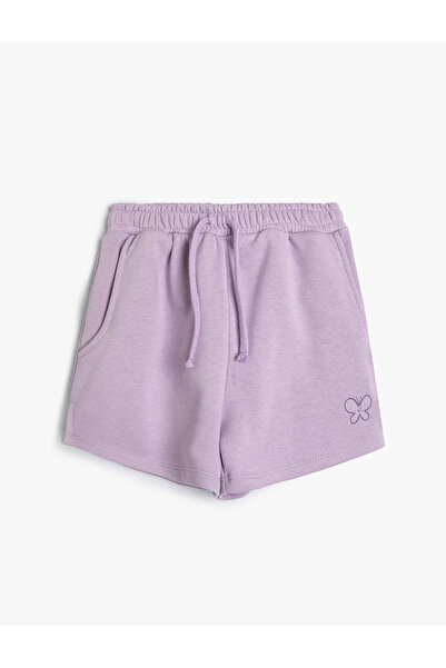 Koton Şort Beli Bağlamalı Lastikli Cepli Kelebek İşleme Detaylı
