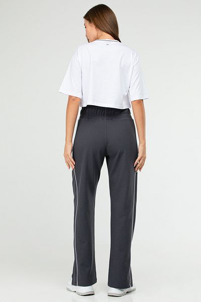 speedlife Oversize White Smoked Women's Tracksuit Set - 100% Cotton, O Collar, Wide Leg Sb0893