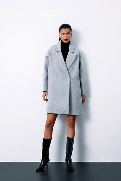 Sateen Palton scurt cu model gri
