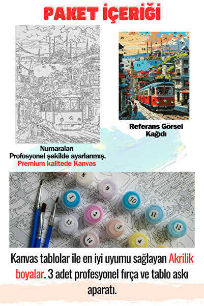 Sulepas Sayılarla Boyama Çerçeveli Hobi Seti Numaralı Tuval Fırça Boya Dahil Kasnaklı İSTANBUL 40X50 Cm