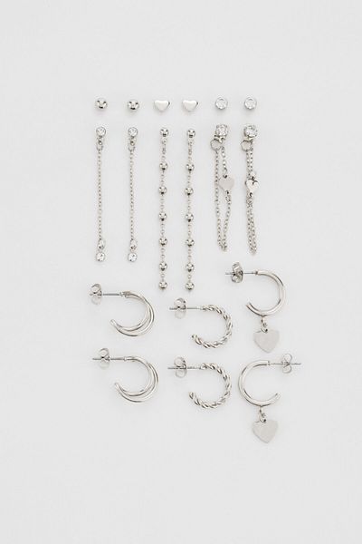 Stradivarius Set of 9 heart earrings