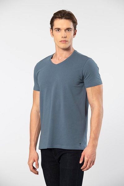 Cacharel 1332 Tricou cu mânecă scurtă cu decolteu în V pentru bărbați