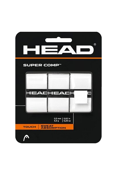 Head Super Comp Racquet Overgrip Tennis Racket Grip Tape 3 Pack, White One Size